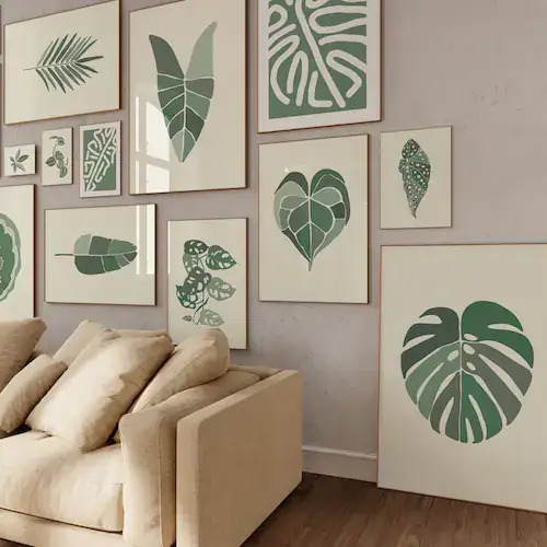 Mock-up Gallery wall Anthurium blad