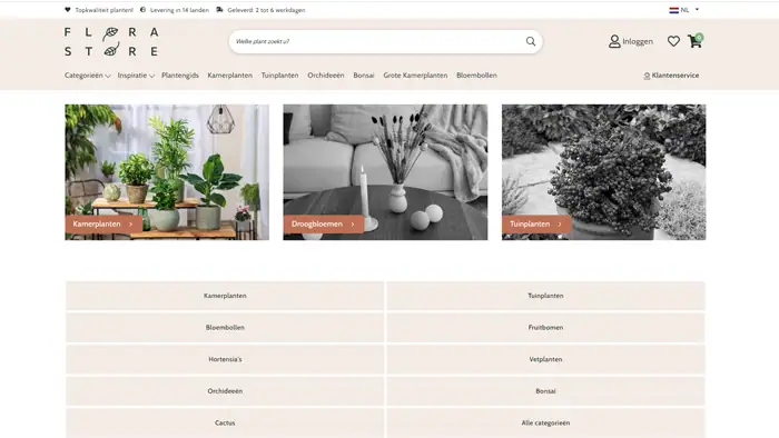 florastore, webshops kamerplanten