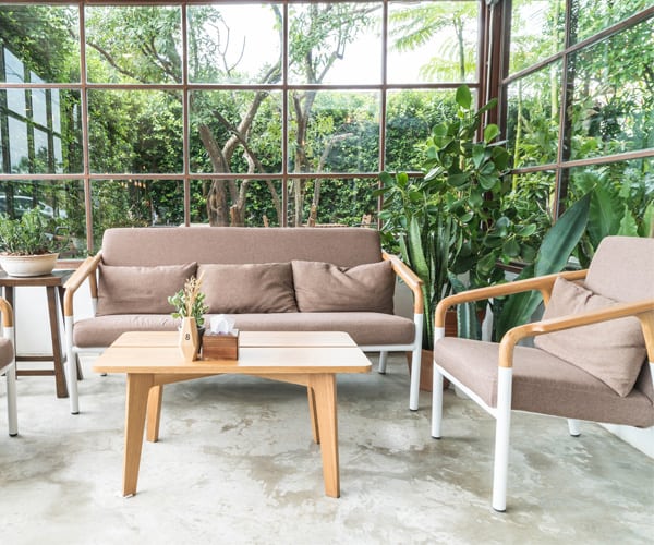 Tuinkamer, tuinoverkapping, kamerplanten veel licht